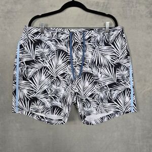 Fair Harbor The Sextant Trunk Mens 38 Lined black white palm leaves stretch NWOT
